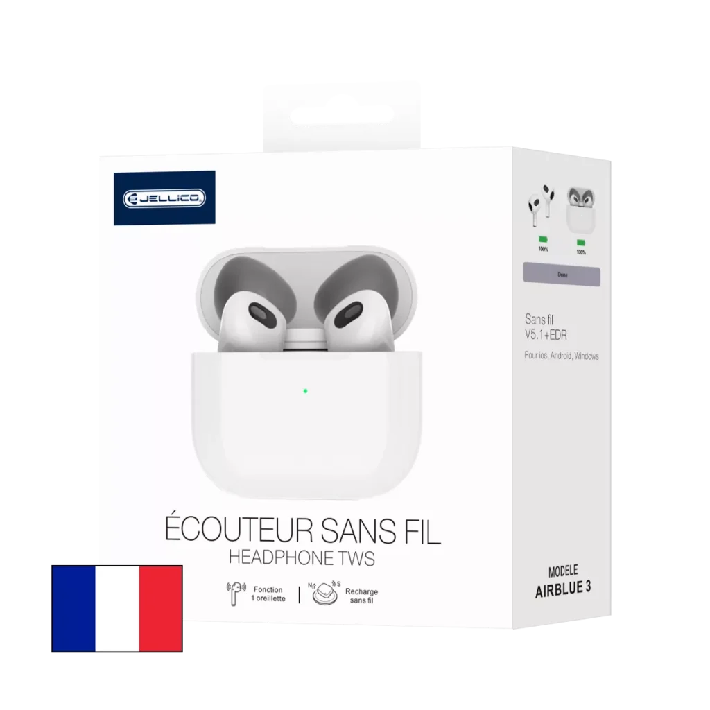 Ecouteurs sans fil bluetooth intra-auriculaire JELLICO AirBlue 3 blanc